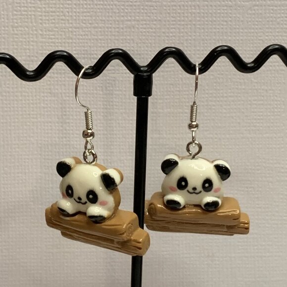 Panda Earring, Panda Bear Jewelry, Gift, Panda Jewelry, Silly Animal Earring - Picture 9 of 9